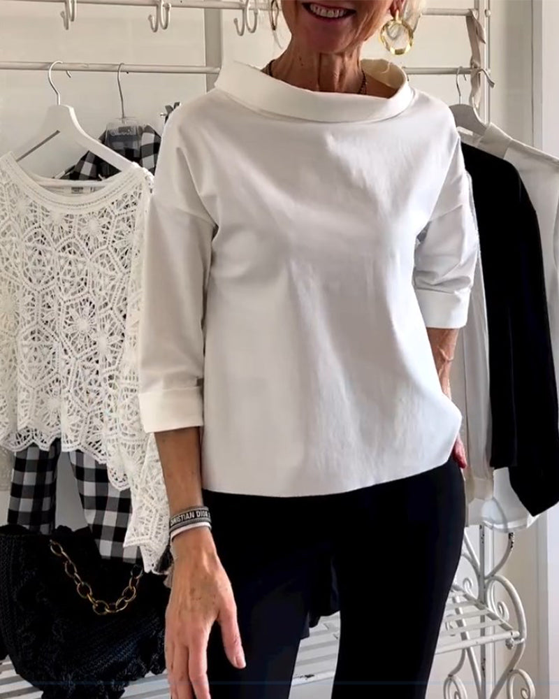 Relaxed Fit Roll-Neck Women's Top - Joanne
