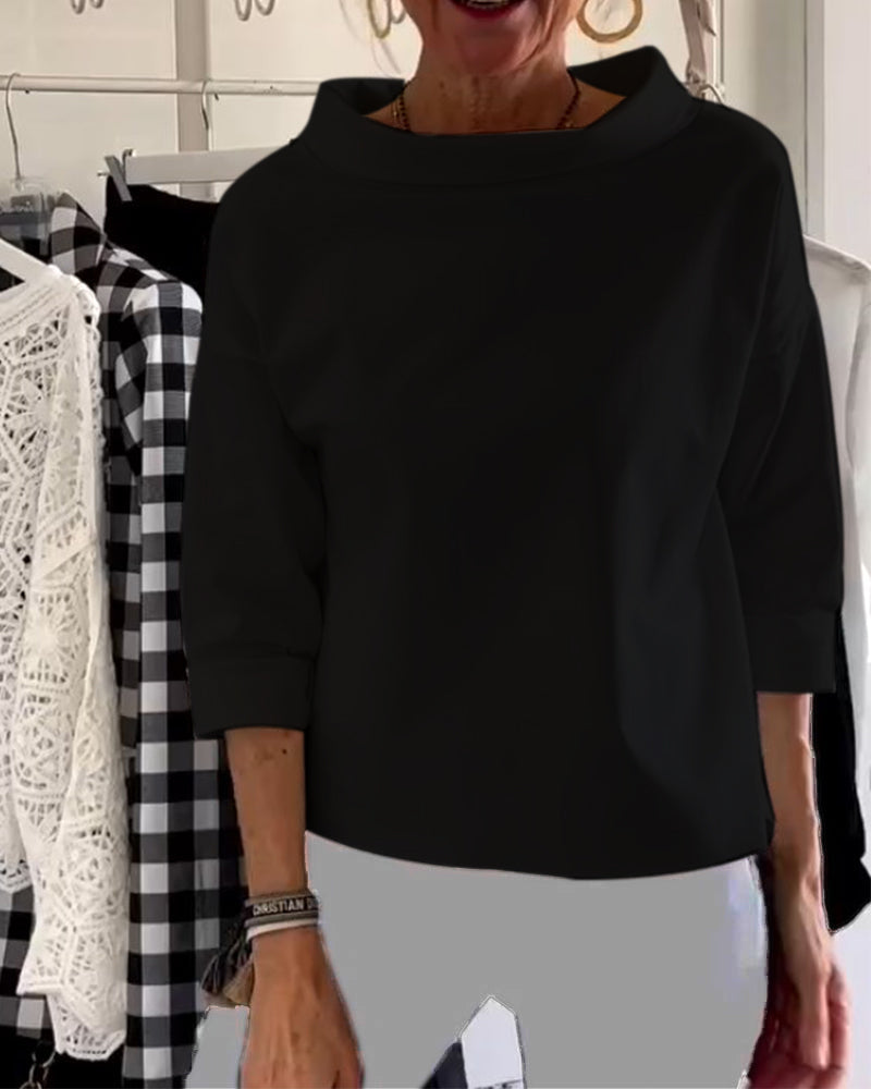 Relaxed Fit Roll-Neck Women's Top - Joanne