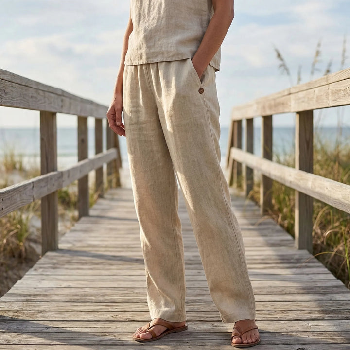 Relaxed Fit Tapered Trousers With Side Pockets - Agnes
