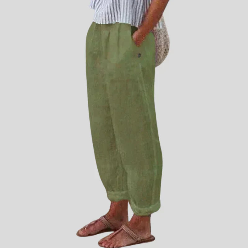Relaxed Fit Tapered Trousers With Side Pockets - Agnes