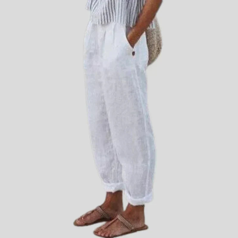 Relaxed Fit Tapered Trousers With Side Pockets - Agnes