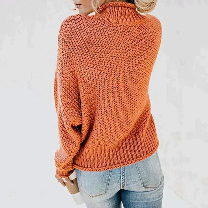 Relaxed Roll-Neck Knitted Jumper For Women - Nellie