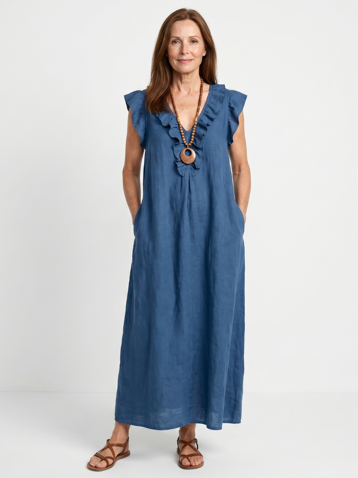 Relaxed V-Neck Summer Dress - Danielle