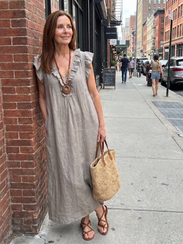 Relaxed V-Neck Summer Dress - Danielle