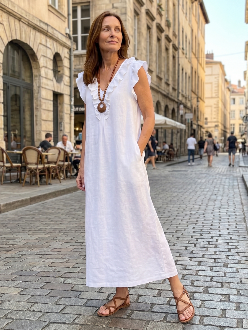 Relaxed V-Neck Summer Dress - Danielle
