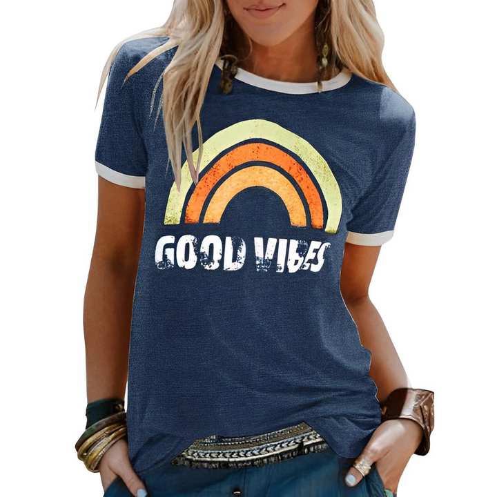Relaxed Women's Top With A Rainbow Motif - Mable