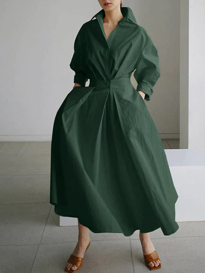 Retro Collar Belted A-Line Dress - Kendra