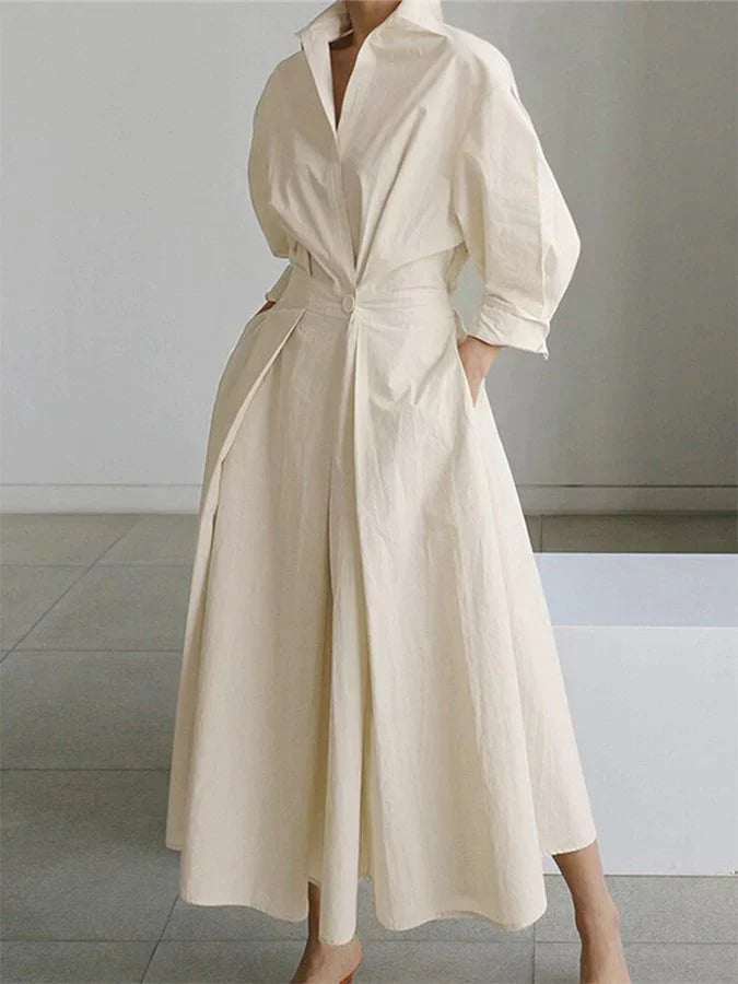 Retro Collar Belted A-Line Dress - Kendra