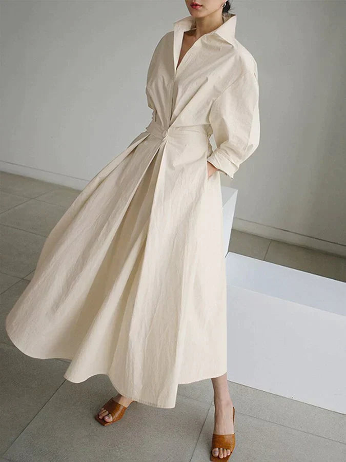 Retro Collar Belted A-Line Dress - Kendra