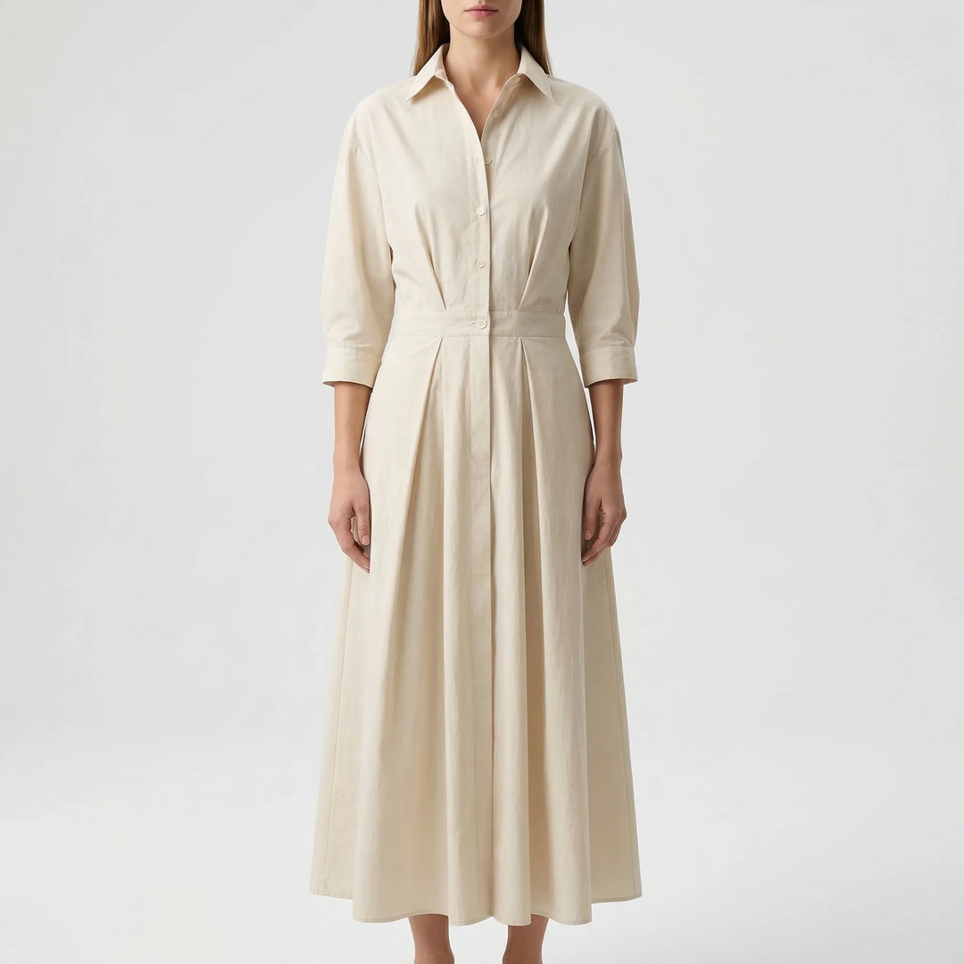 Retro Collar Belted A-Line Dress - Kendra
