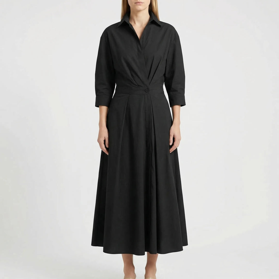 Retro Collar Belted A-Line Dress - Kendra