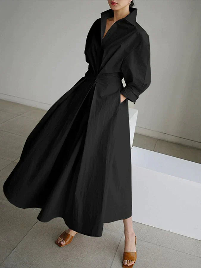 Retro Collar Belted A-Line Dress - Kendra