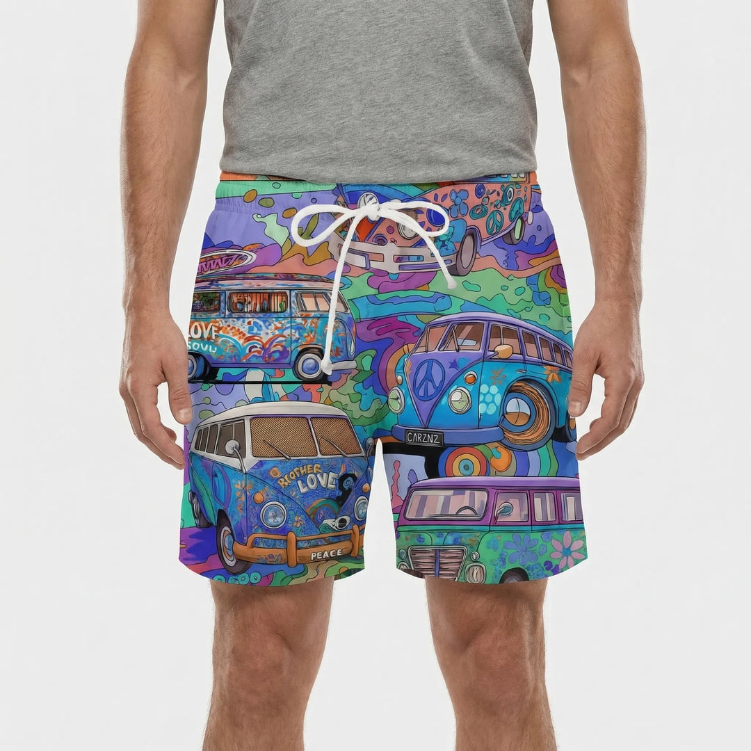 Retro Print Drawstring Swim Shorts - Caleb