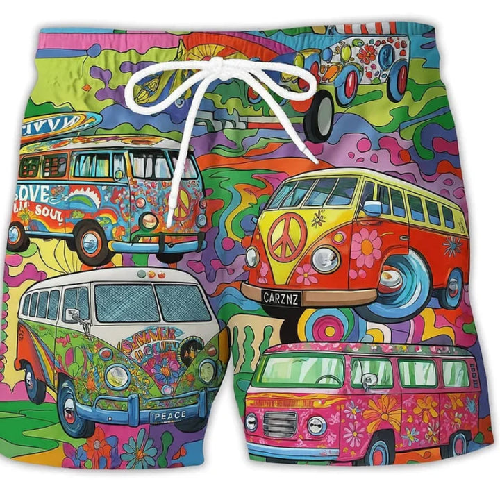 Retro Print Drawstring Swim Shorts - Caleb