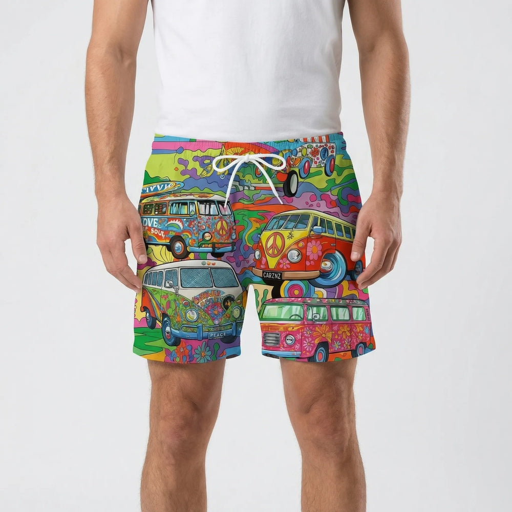 Retro Print Drawstring Swim Shorts - Caleb