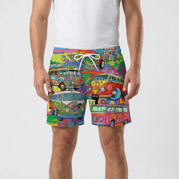 Retro Print Drawstring Swim Shorts - Caleb