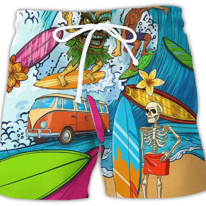 Retro Print Drawstring Swim Shorts - Caleb