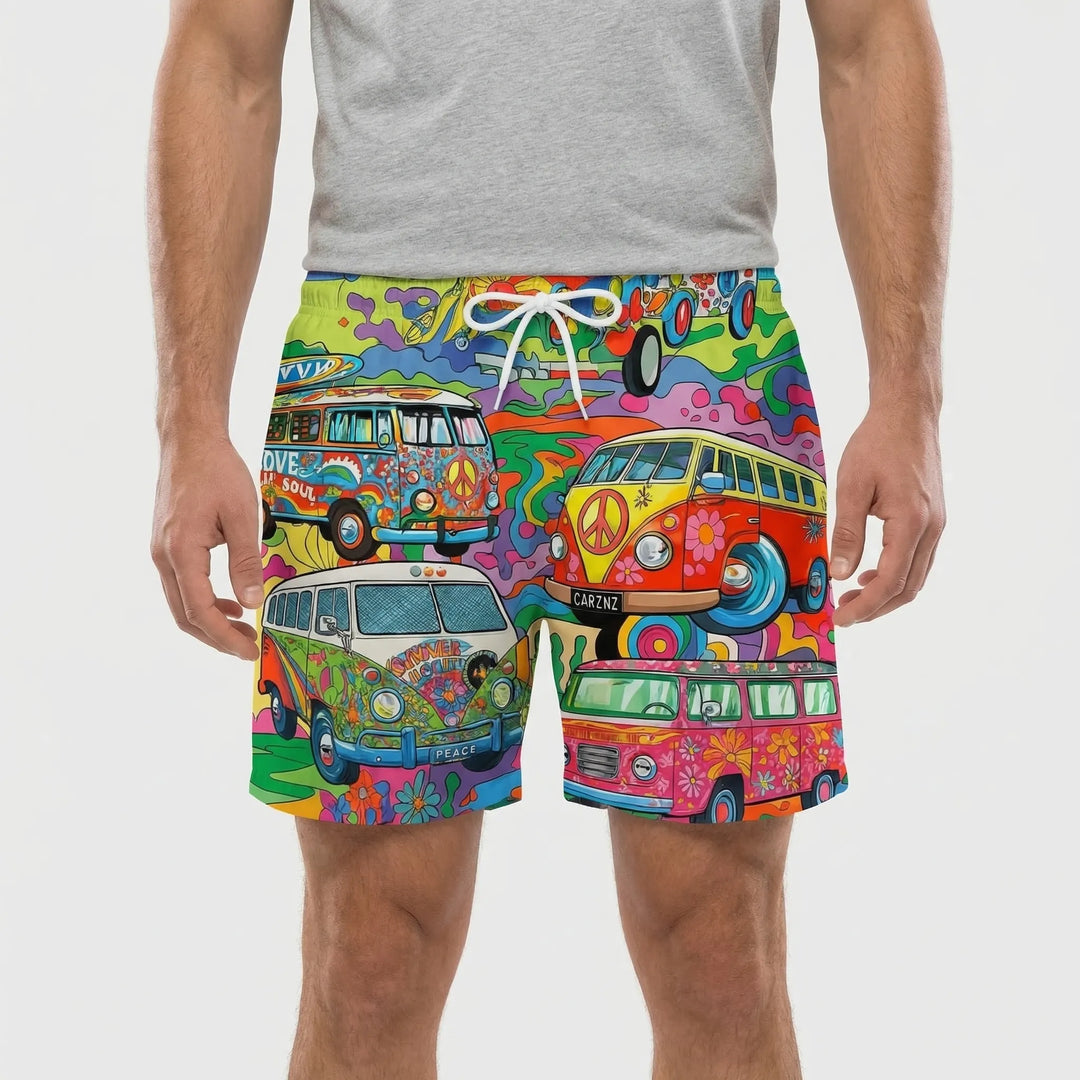 Retro Print Drawstring Swim Shorts - Caleb