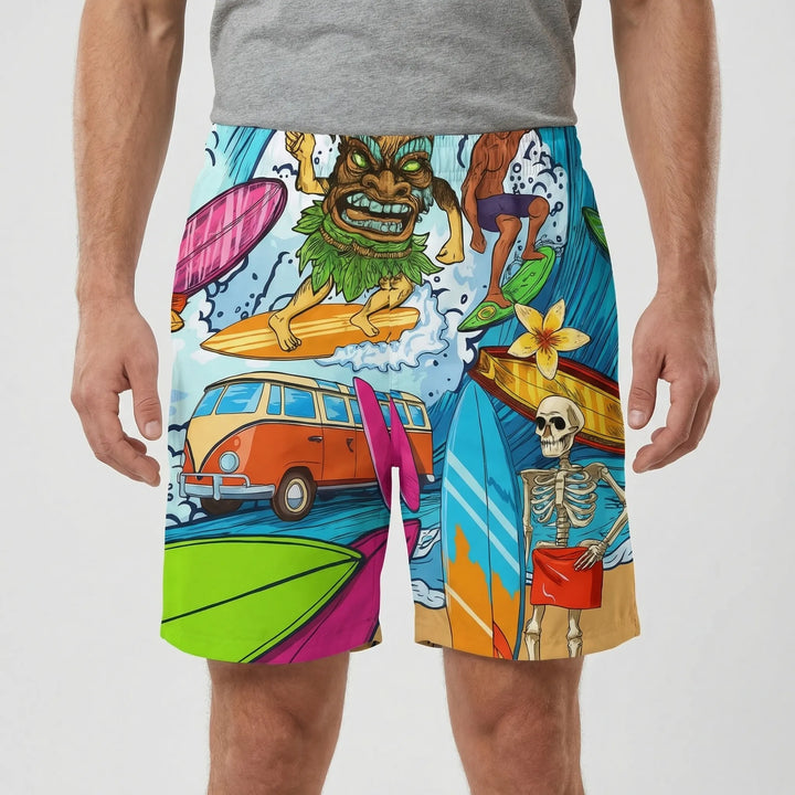 Retro Print Drawstring Swim Shorts - Caleb