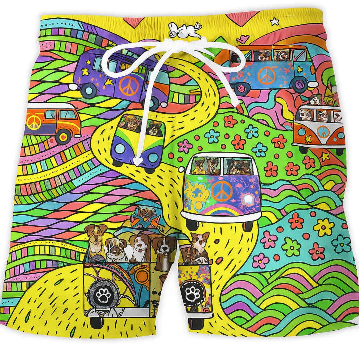 Retro Print Drawstring Swim Shorts - Caleb