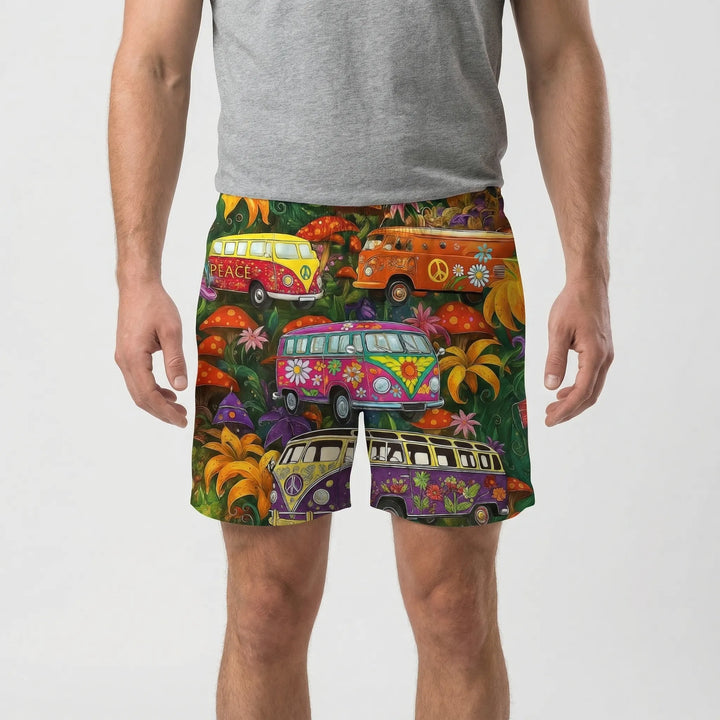 Retro Print Drawstring Swim Shorts - Caleb