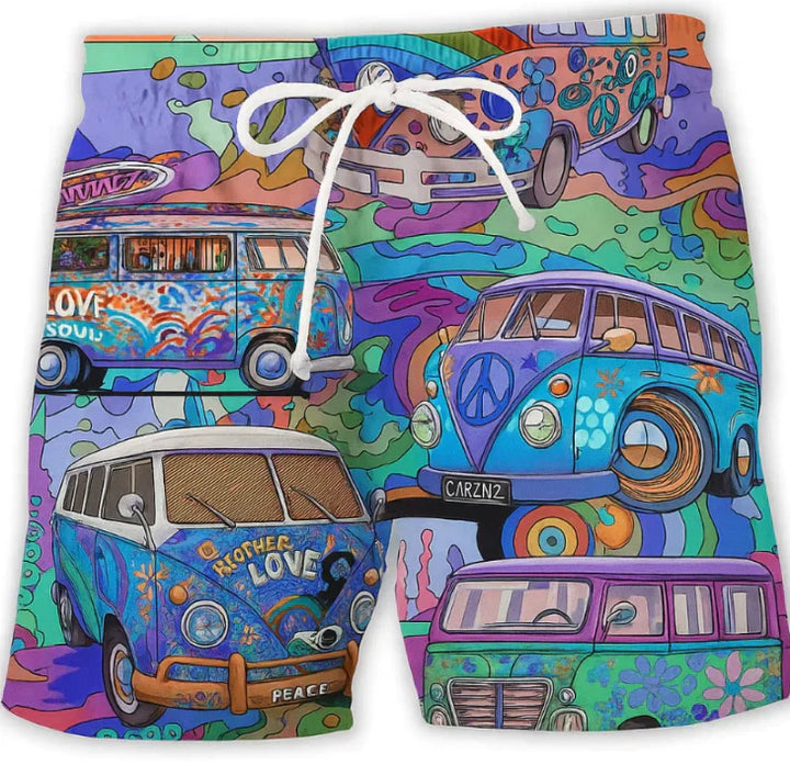 Retro Print Drawstring Swim Shorts - Caleb