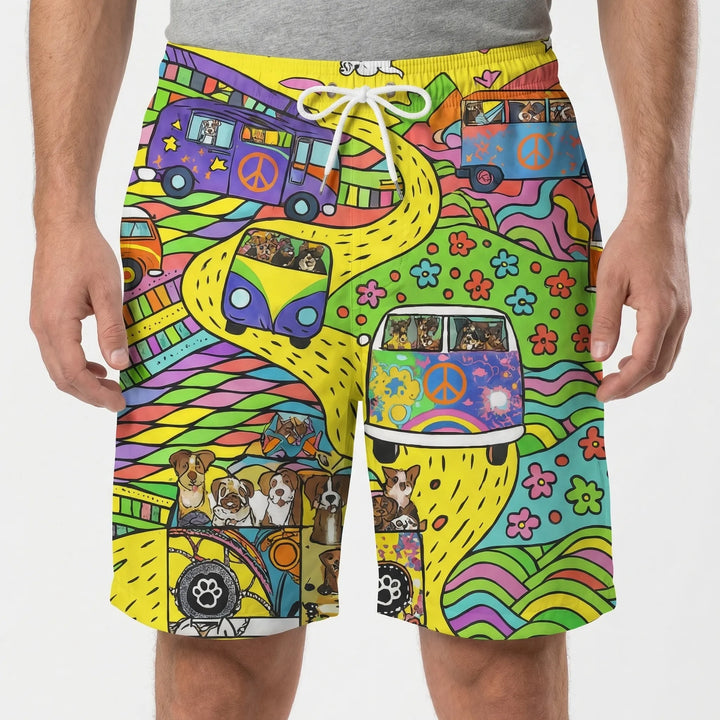 Retro Print Drawstring Swim Shorts - Caleb