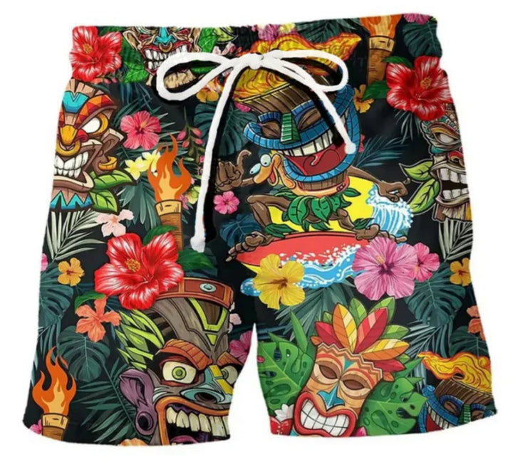 Retro Print Drawstring Swim Shorts - Caleb