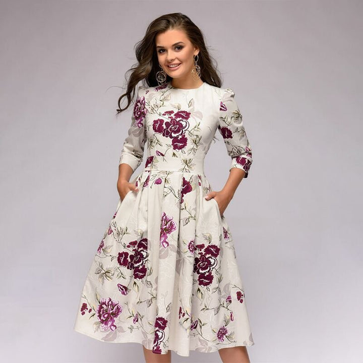 Retro Dress with Floral Print – Florina