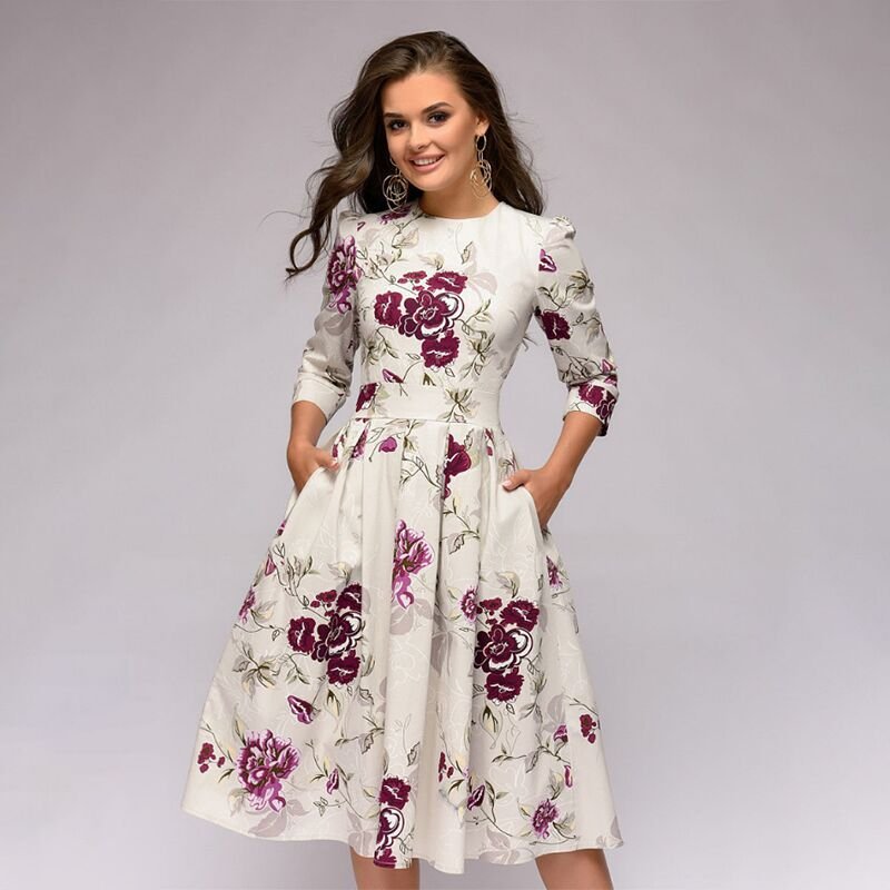 Retro Dress with Floral Print – Florina