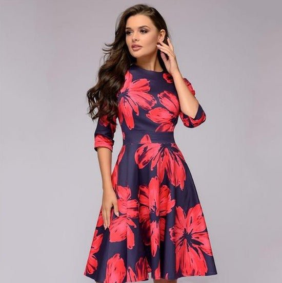 Retro Dress with Floral Print – Florina