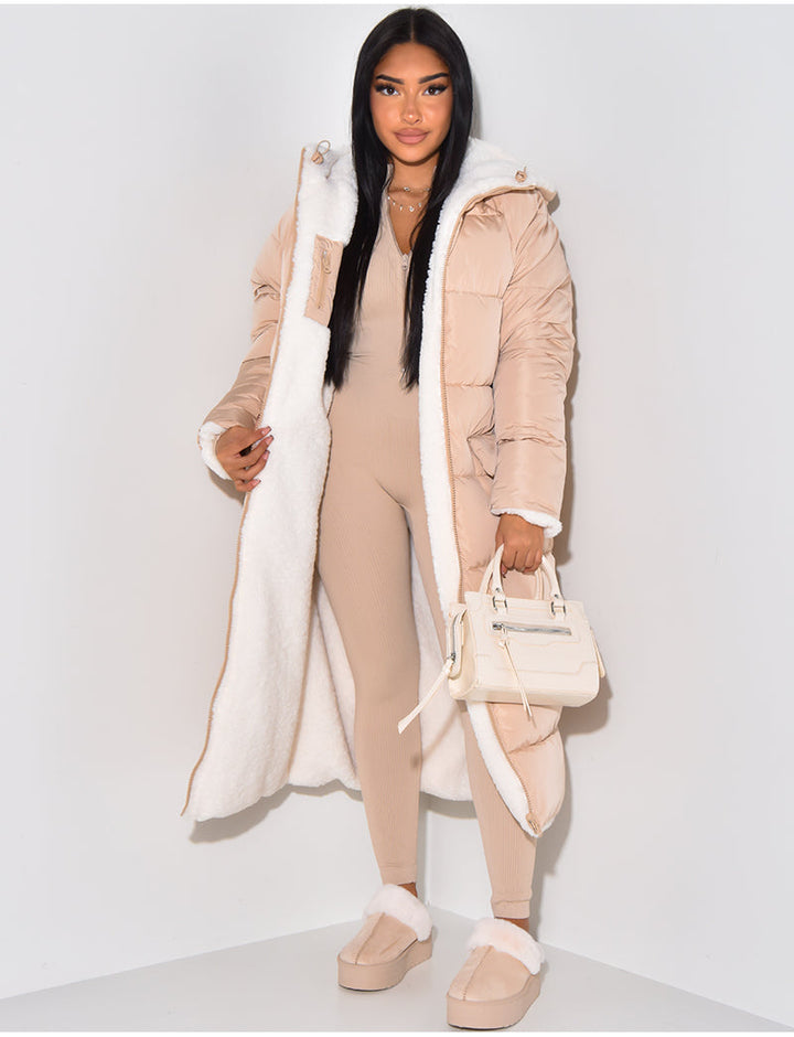 Women's Reversible Hooded Long Puffer Coat, Ankle Length 5