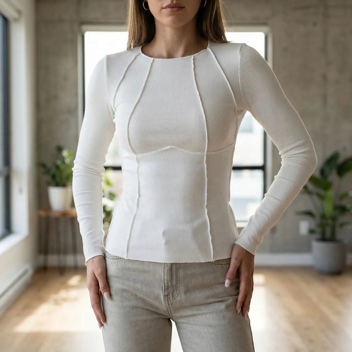 Ribbed Fitted Long Sleeve Crop Top - Kimberly
