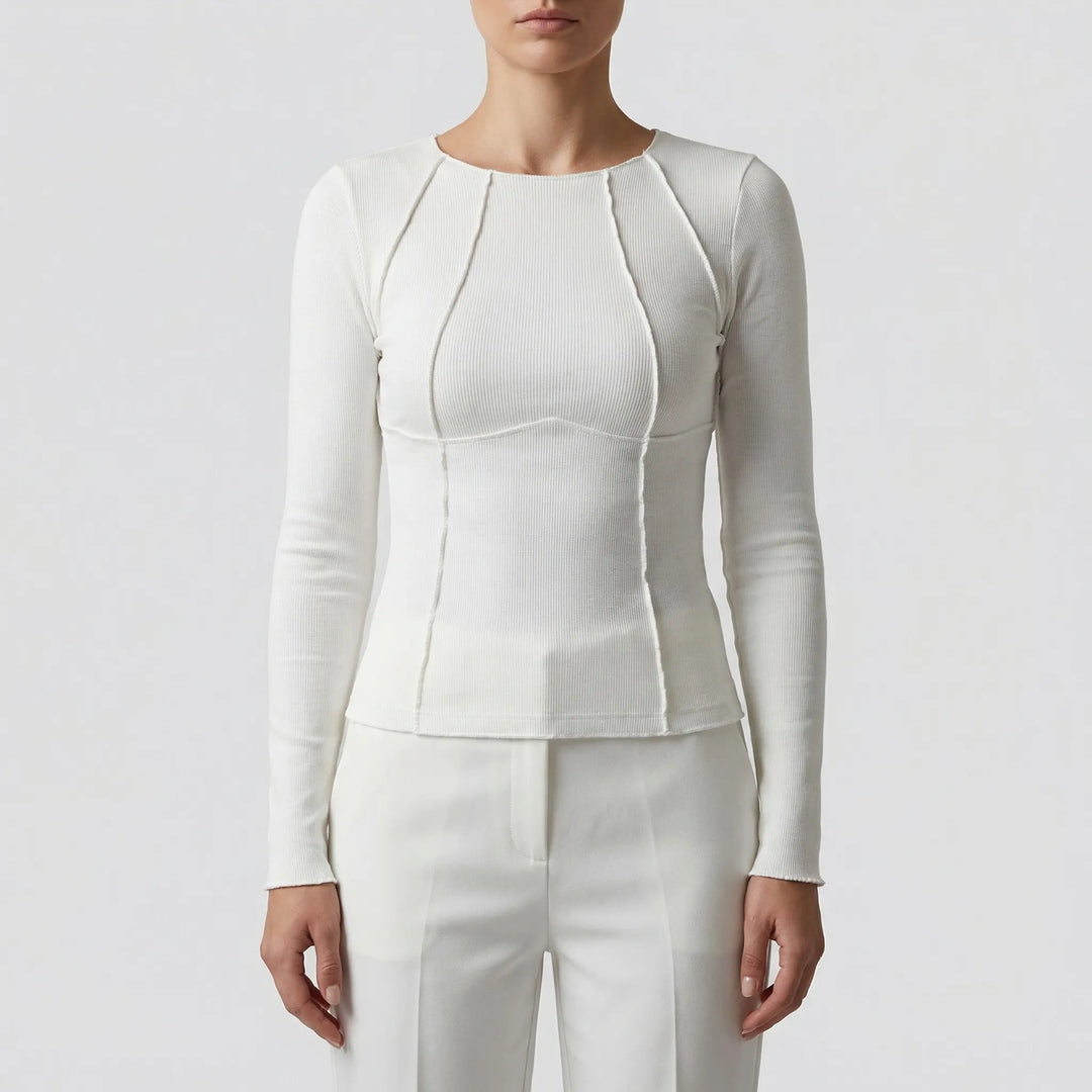 Ribbed Fitted Long Sleeve Crop Top - Kimberly