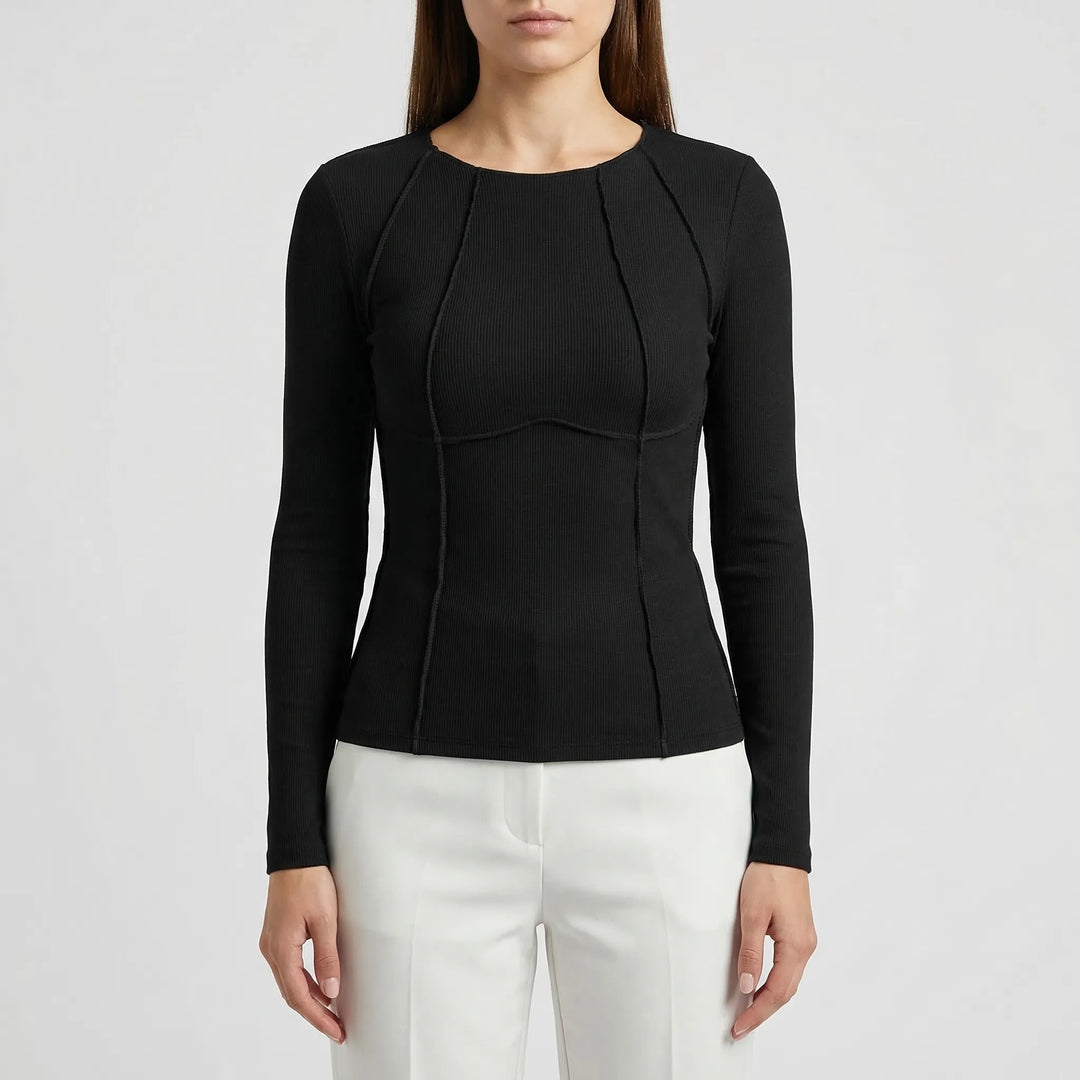 Ribbed Fitted Long Sleeve Crop Top - Kimberly