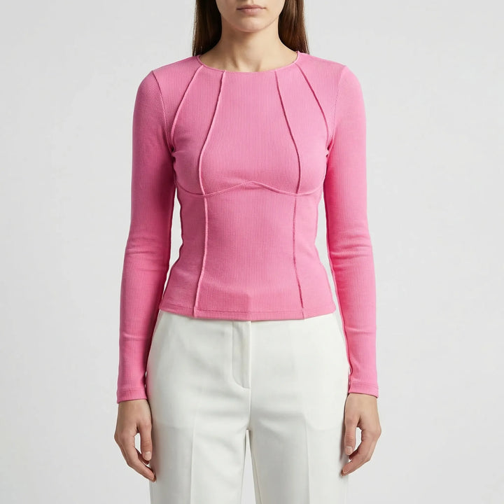 Ribbed Fitted Long Sleeve Crop Top - Kimberly