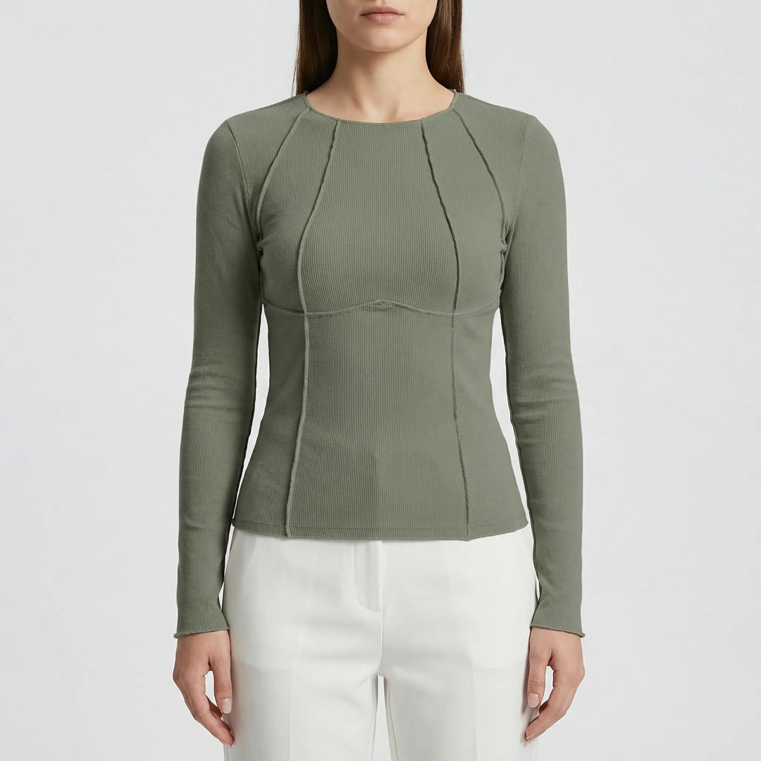 Ribbed Fitted Long Sleeve Crop Top - Kimberly