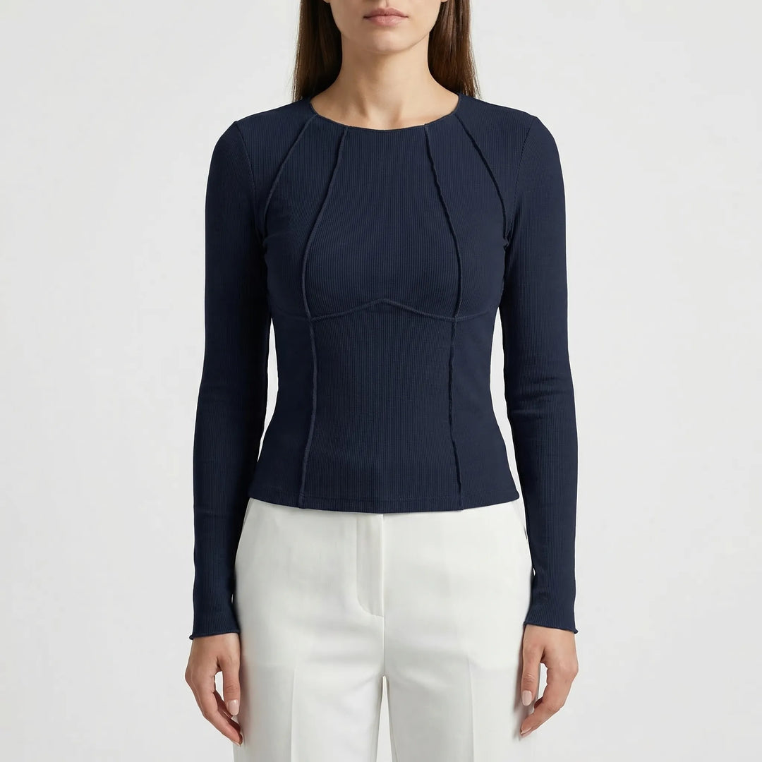 Ribbed Fitted Long Sleeve Crop Top - Kimberly