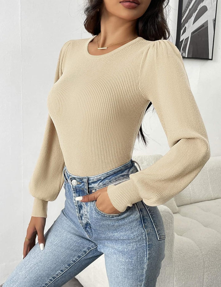 Ribbed Long-Sleeve Fitted Bodysuit - Lorena