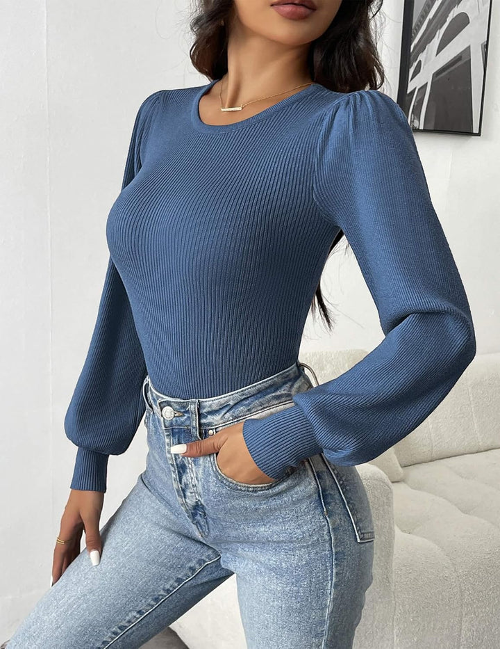 Ribbed Long-Sleeve Fitted Bodysuit - Lorena