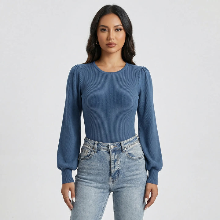 Ribbed Long-Sleeve Fitted Bodysuit - Lorena