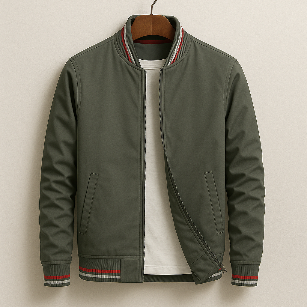 Ribbed Trim Men's Bomber Jacket - Virgil