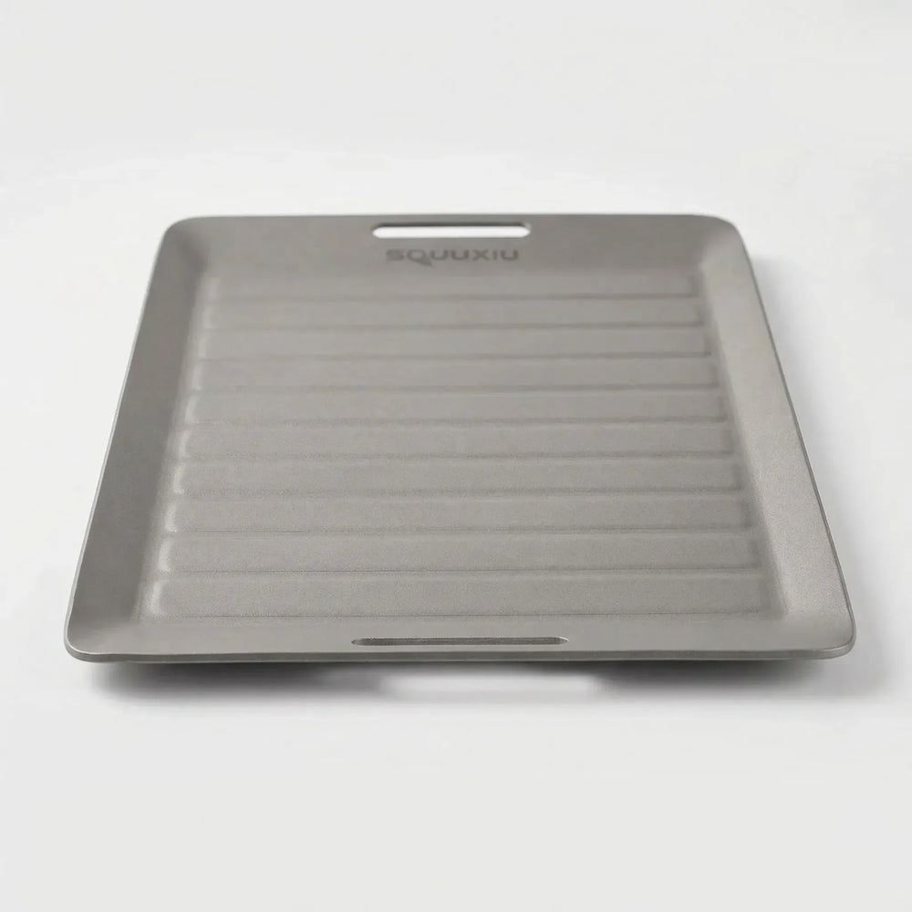 Ridged Titanium Camping Grill Plate With Tongs -  Flamekit