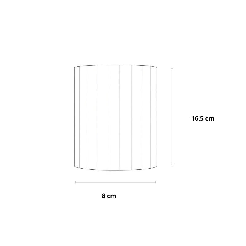 Maatschets van de wandlamp met een hoogte van 16,5 cm en een breedte van 8 cm 15