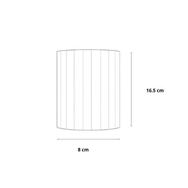 Maatschets van de wandlamp met een hoogte van 16,5 cm en een breedte van 8 cm 15