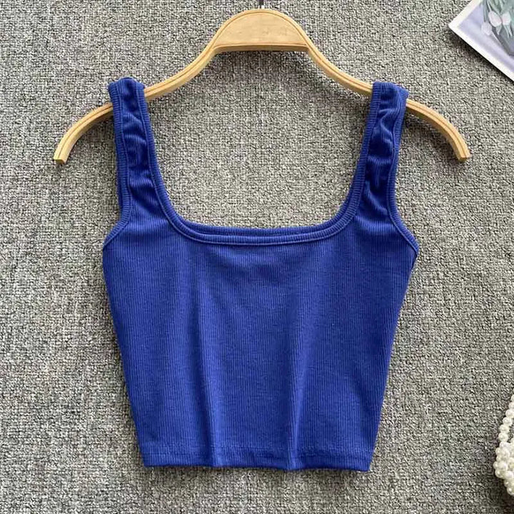 Rugloze Cropped Tanktop in Effen Kleur – Zayra