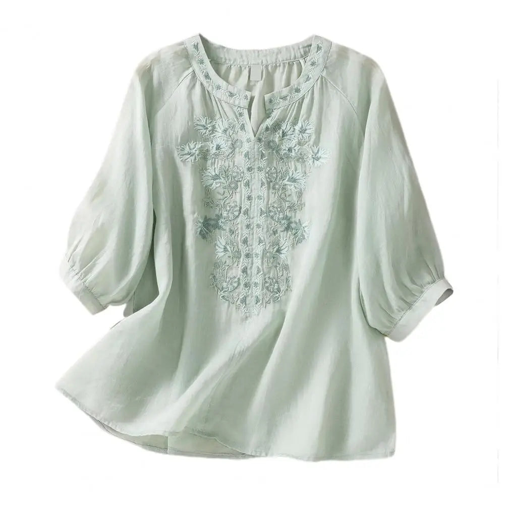 Embroidered Women's Summer Cotton Blouse – Ysolde