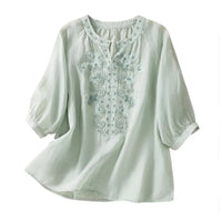 Embroidered Women's Summer Cotton Blouse – Ysolde