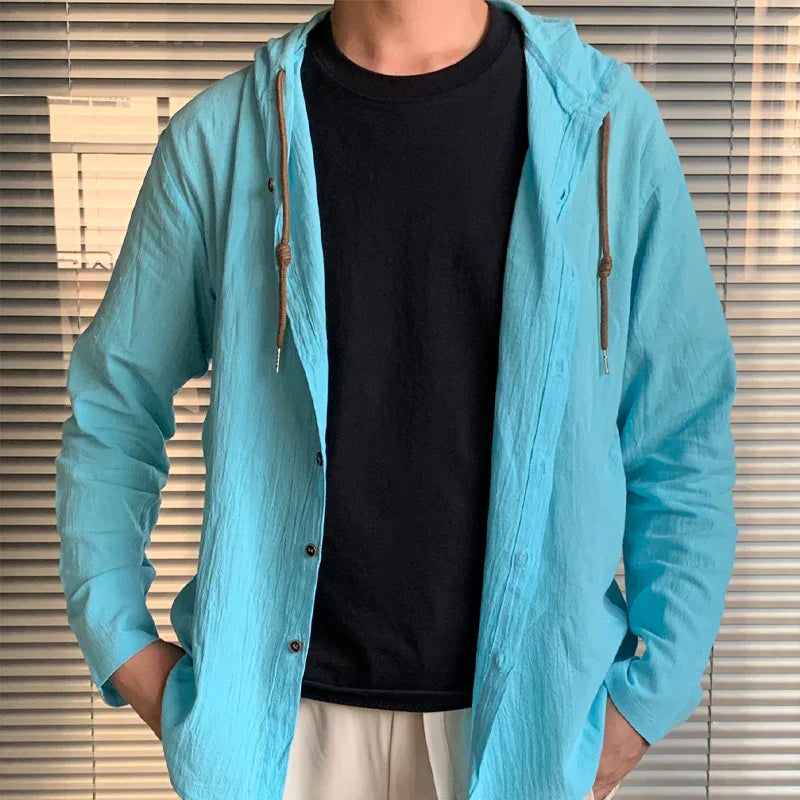 Breathable & Light Linen Men's Shirt with Hood – Malik
