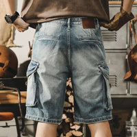 Men's Denim Cargo Bermuda Shorts in Retro Motorcycle Style – Ronex